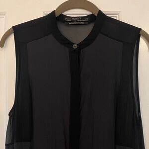 All Saints sleeveless dress with navy so and sheer black detail. Size US 6